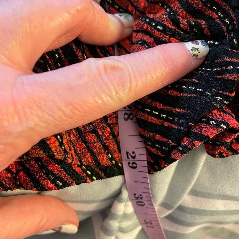 TanJay red orange black Jacket LARGE open front metallic gold stripes spandex - Picture 15 of 16